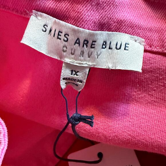 Skies Are Blue Curvy Pink Button Front Romper, Plus Size 1X, NWT - Picture 6 of 10